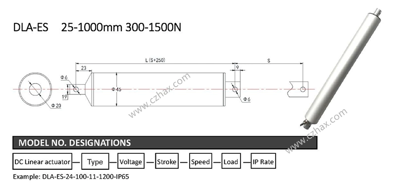 1000n Linear Tubular Actuator with DC Electrical Motor for CNC